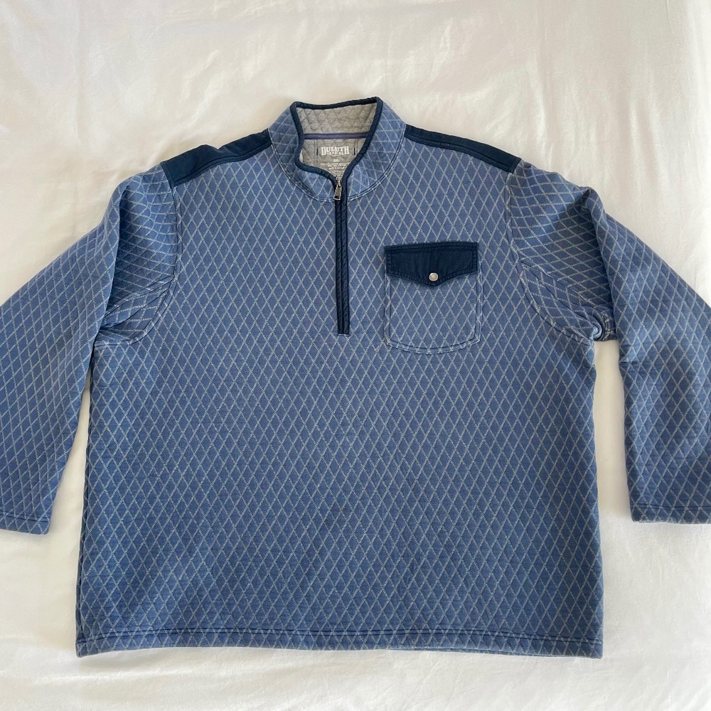 Duluth Trading Co Quilted Quarter Zip Pullover Sweatshirt Jacket Powder Blue 3XL